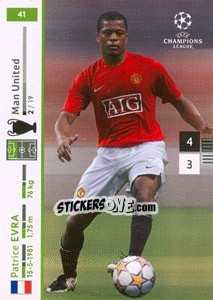 Sticker Patrice Evra - UEFA Champions League 2007-2008. Trading Cards Game n. 41 - Panini