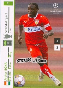 Sticker Arthur Boka - UEFA Champions League 2007-2008. Trading Cards Game n. 51 - Panini