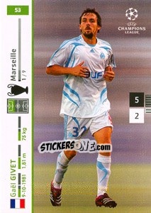 Sticker Gael Givet - UEFA Champions League 2007-2008. Trading Cards Game n. 53 - Panini