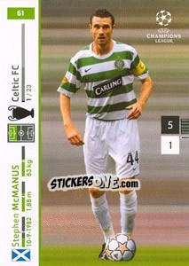 Sticker Stephen McManus - UEFA Champions League 2007-2008. Trading Cards Game - Panini