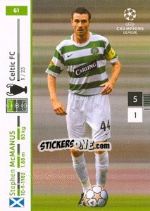 Sticker Stephen McManus - UEFA Champions League 2007-2008. Trading Cards Game n. 61 - Panini