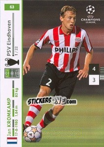 Sticker Jan Kromkamp - UEFA Champions League 2007-2008. Trading Cards Game n. 63 - Panini
