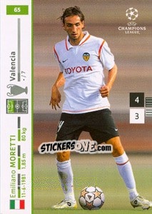 Sticker Emiliano Moretti - UEFA Champions League 2007-2008. Trading Cards Game n. 65 - Panini