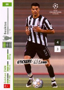 Sticker Gokhan Zan - UEFA Champions League 2007-2008. Trading Cards Game n. 68 - Panini