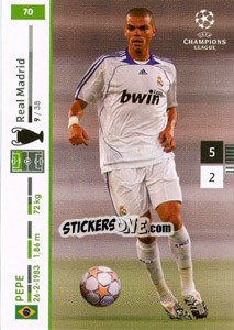Sticker Pepe - UEFA Champions League 2007-2008. Trading Cards Game n. 70 - Panini