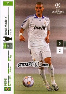 Sticker Pepe - UEFA Champions League 2007-2008. Trading Cards Game - Panini