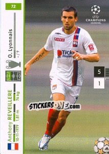 Sticker Anthony Reveillere - UEFA Champions League 2007-2008. Trading Cards Game n. 72 - Panini