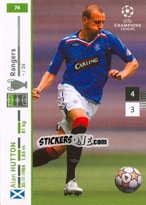 Sticker Alan Hutton - UEFA Champions League 2007-2008. Trading Cards Game n. 74 - Panini