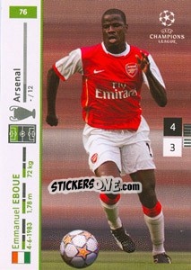 Sticker Emmanuel Eboue - UEFA Champions League 2007-2008. Trading Cards Game n. 76 - Panini