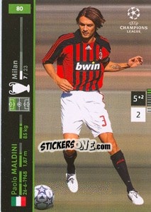 Sticker Paolo Maldini - UEFA Champions League 2007-2008. Trading Cards Game n. 80 - Panini