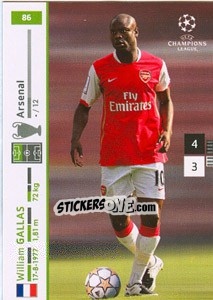 Sticker William Gallas - UEFA Champions League 2007-2008. Trading Cards Game n. 86 - Panini