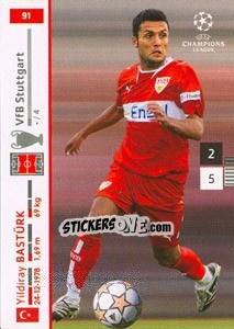 Sticker Yildiray Basturk - UEFA Champions League 2007-2008. Trading Cards Game n. 91 - Panini
