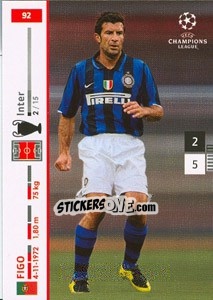 Sticker Luis Figo - UEFA Champions League 2007-2008. Trading Cards Game n. 92 - Panini