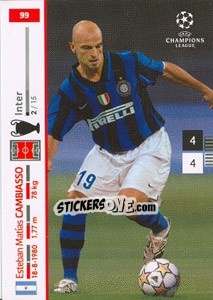 Sticker Esteban Cambiasso - UEFA Champions League 2007-2008. Trading Cards Game n. 99 - Panini