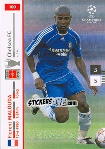 Sticker Florent Malouda - UEFA Champions League 2007-2008. Trading Cards Game n. 100 - Panini