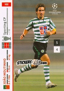 Sticker João Moutinho - UEFA Champions League 2007-2008. Trading Cards Game n. 102 - Panini