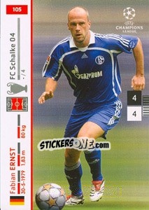 Sticker Fabian Ernst - UEFA Champions League 2007-2008. Trading Cards Game n. 105 - Panini