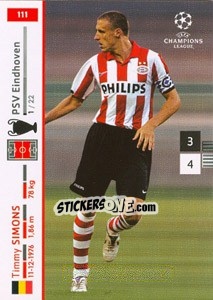 Sticker Timmy Simons - UEFA Champions League 2007-2008. Trading Cards Game - Panini