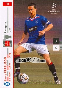 Sticker Barry Ferguson - UEFA Champions League 2007-2008. Trading Cards Game n. 113 - Panini