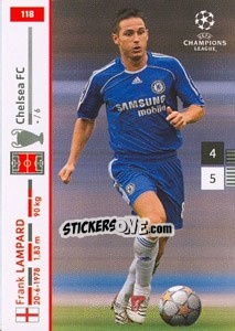 Sticker Frank Lampard - UEFA Champions League 2007-2008. Trading Cards Game n. 118 - Panini