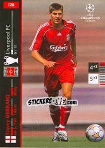 Sticker Steven Gerrard - UEFA Champions League 2007-2008. Trading Cards Game n. 120 - Panini