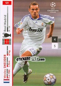 Sticker Wesley Sneijder - UEFA Champions League 2007-2008. Trading Cards Game n. 121 - Panini