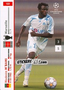 Cromo Modeste M'Bami - UEFA Champions League 2007-2008. Trading Cards Game n. 122 - Panini