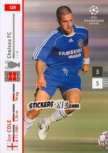 Sticker Joe Cole - UEFA Champions League 2007-2008. Trading Cards Game n. 129 - Panini
