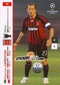 Sticker Massimo Ambrosini - UEFA Champions League 2007-2008. Trading Cards Game n. 131 - Panini