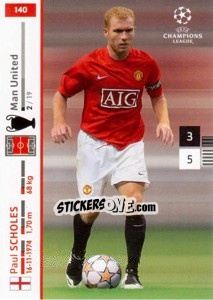 Sticker Paul Scholes - UEFA Champions League 2007-2008. Trading Cards Game n. 140 - Panini
