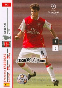 Sticker Cesc Fabregas - UEFA Champions League 2007-2008. Trading Cards Game n. 142 - Panini