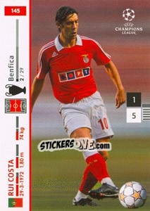 Sticker Rui Costa - UEFA Champions League 2007-2008. Trading Cards Game n. 145 - Panini
