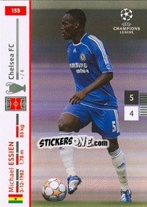 Sticker Michael Essien - UEFA Champions League 2007-2008. Trading Cards Game n. 153 - Panini