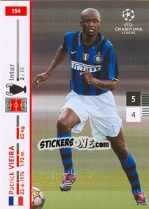 Sticker Patrick Vieira - UEFA Champions League 2007-2008. Trading Cards Game n. 154 - Panini