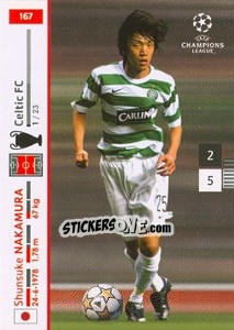 Sticker Shunsuke Nakamura - UEFA Champions League 2007-2008. Trading Cards Game n. 167 - Panini