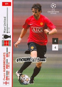 Sticker Owen Hargreaves - UEFA Champions League 2007-2008. Trading Cards Game n. 171 - Panini