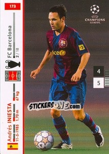 Sticker Andres Iniesta - UEFA Champions League 2007-2008. Trading Cards Game n. 173 - Panini