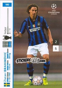 Sticker Zlatan Ibrahimovic - UEFA Champions League 2007-2008. Trading Cards Game n. 180 - Panini