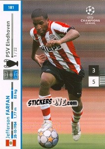 Sticker Jefferson Farfan - UEFA Champions League 2007-2008. Trading Cards Game n. 181 - Panini