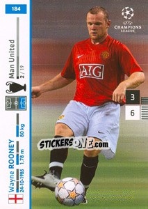 Sticker Wayne Rooney - UEFA Champions League 2007-2008. Trading Cards Game n. 184 - Panini