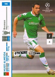 Sticker Hugo Almeida - UEFA Champions League 2007-2008. Trading Cards Game n. 186 - Panini