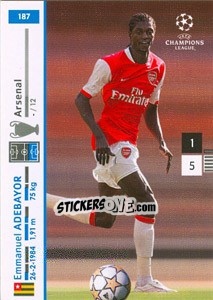 Sticker Emmanuel Adebayor - UEFA Champions League 2007-2008. Trading Cards Game n. 187 - Panini