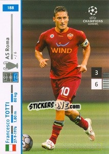 Sticker Francesco Totti - UEFA Champions League 2007-2008. Trading Cards Game n. 188 - Panini