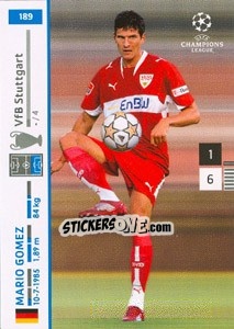 Sticker Mario Gomez - UEFA Champions League 2007-2008. Trading Cards Game n. 189 - Panini