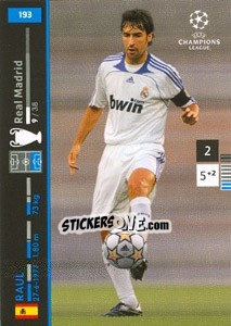 Sticker Raul González - UEFA Champions League 2007-2008. Trading Cards Game n. 193 - Panini
