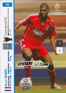Sticker Ryan Babel - UEFA Champions League 2007-2008. Trading Cards Game - Panini