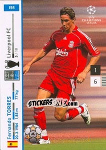Sticker Fernando Torres - UEFA Champions League 2007-2008. Trading Cards Game n. 195 - Panini