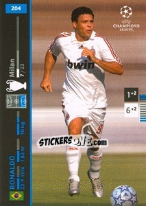 Sticker Ronaldo - UEFA Champions League 2007-2008. Trading Cards Game n. 204 - Panini