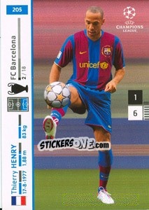 Sticker Thierry Henry - UEFA Champions League 2007-2008. Trading Cards Game n. 205 - Panini