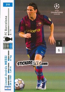 Sticker Lionel Messi - UEFA Champions League 2007-2008. Trading Cards Game n. 210 - Panini
